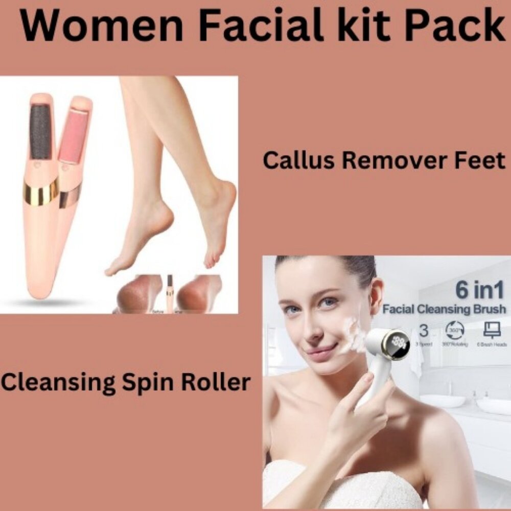 Facial Cleansing Spin Roller & Electric Callus Remover Feet Pack1 Combo Pack